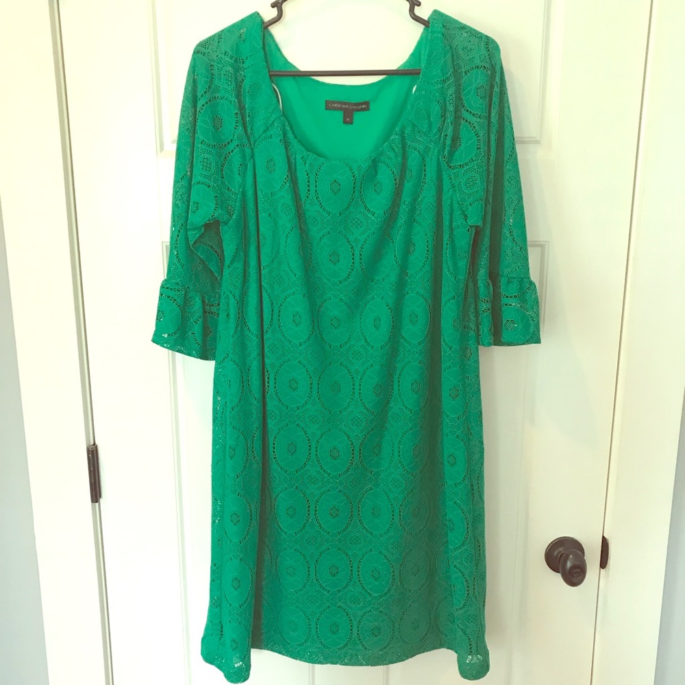 Green Chris McLaughlin lace dress. Size 16
